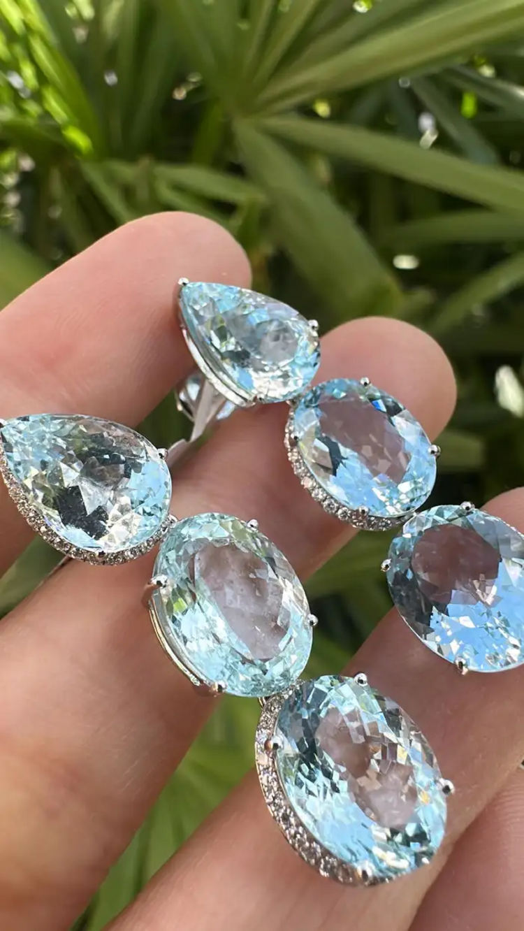 Natural Aquamarine Gemstone Dangle Earrings - 18k White Gold Diamond Drop Dangle Earrings