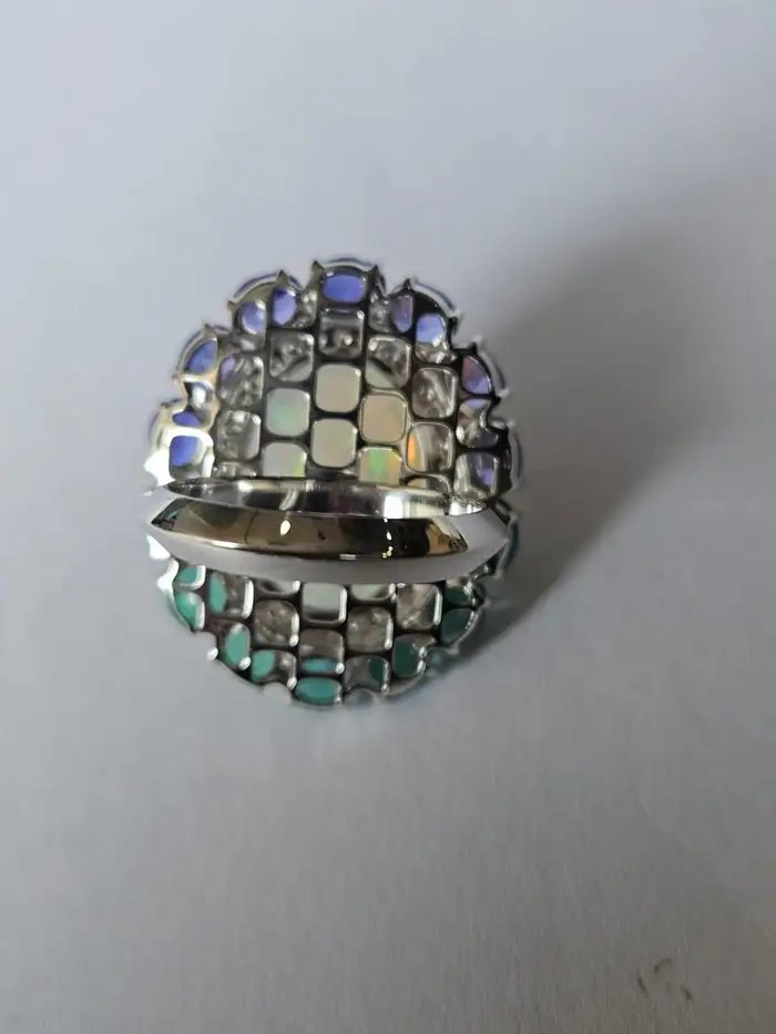 Gold Diamond Ring | 18k White Gold Zambian Emerald Ring | Tanzanite & Ethiopian Opal Cocktail Ring | Handmade Gold Diamond Ring