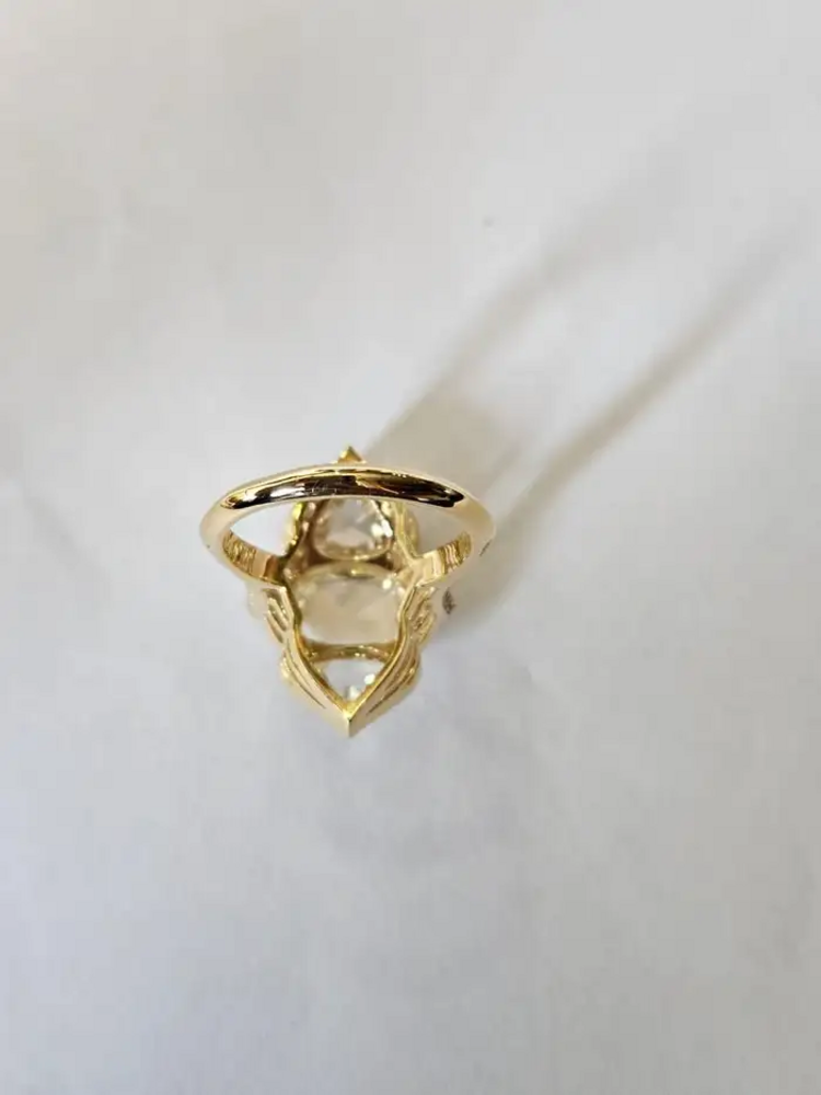 18k White Gold Art Deco Style Ring - Natural Rose Cut Diamond Engagement Ring