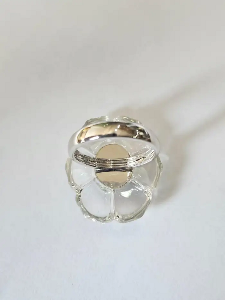18k White Gold Diamond Cocktail Ring - Natural Tanzanite & Crystal Anniversary Gift Ring