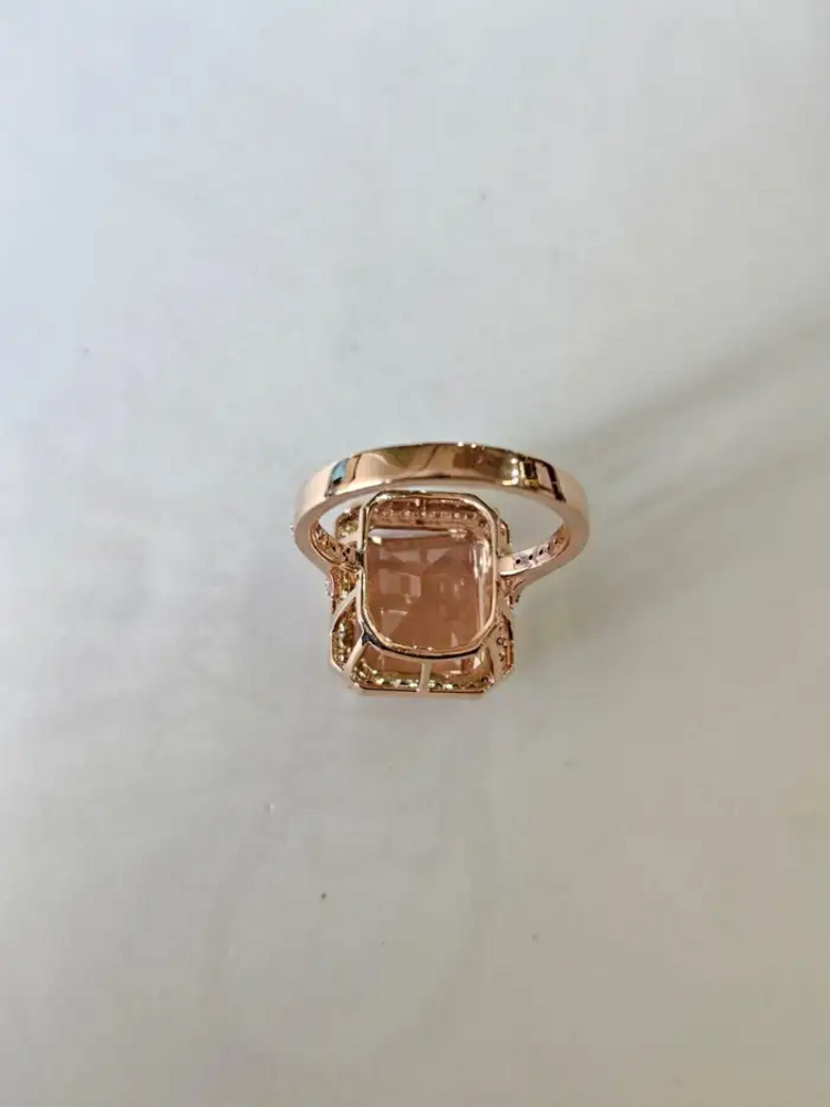 Natural Morganite Wedding Ring - 18k Rose Gold Diamond Cocktail Ring