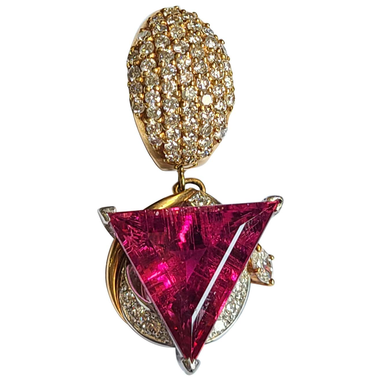 Rubellite diamond pendant