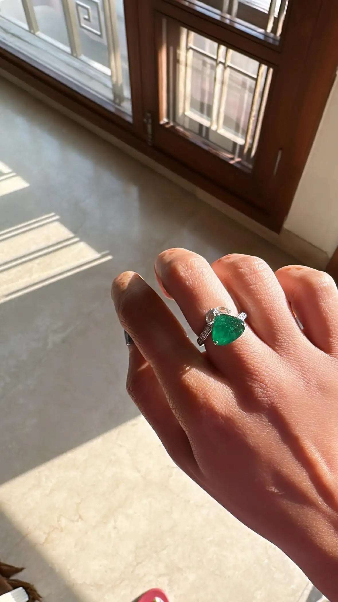 Natural Zambian Emerald & Rose Cut Diamonds Engagement Ring 4.00 carats