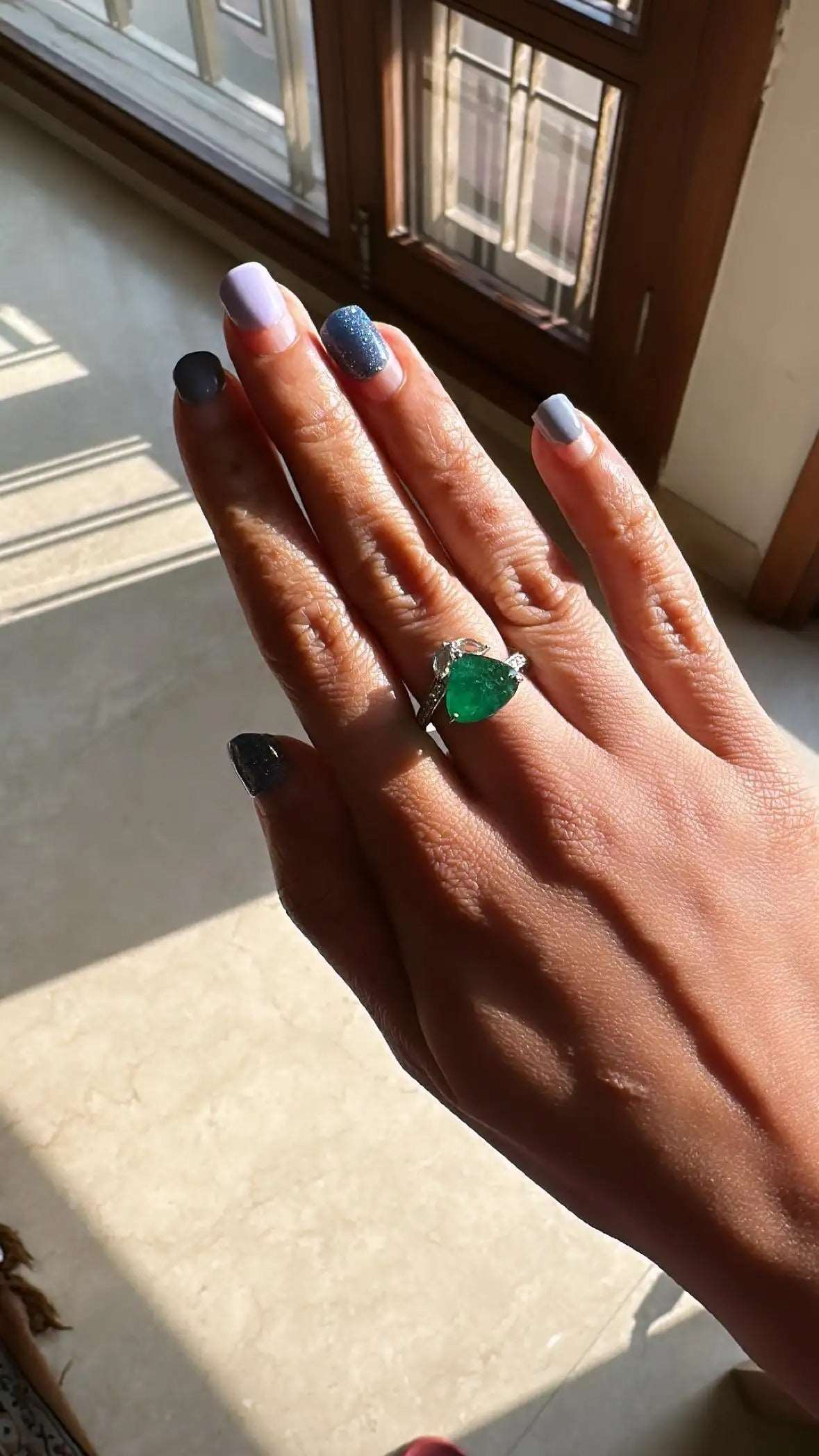 Natural Zambian Emerald & Rose Cut Diamonds Engagement Ring 4.00 carats