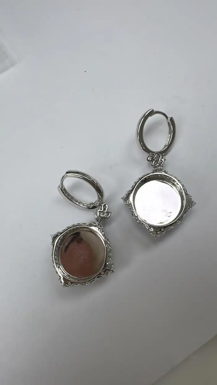 18k White Gold HKJSL Certified, Fei Cui Jade & Diamonds Dangle Earrings