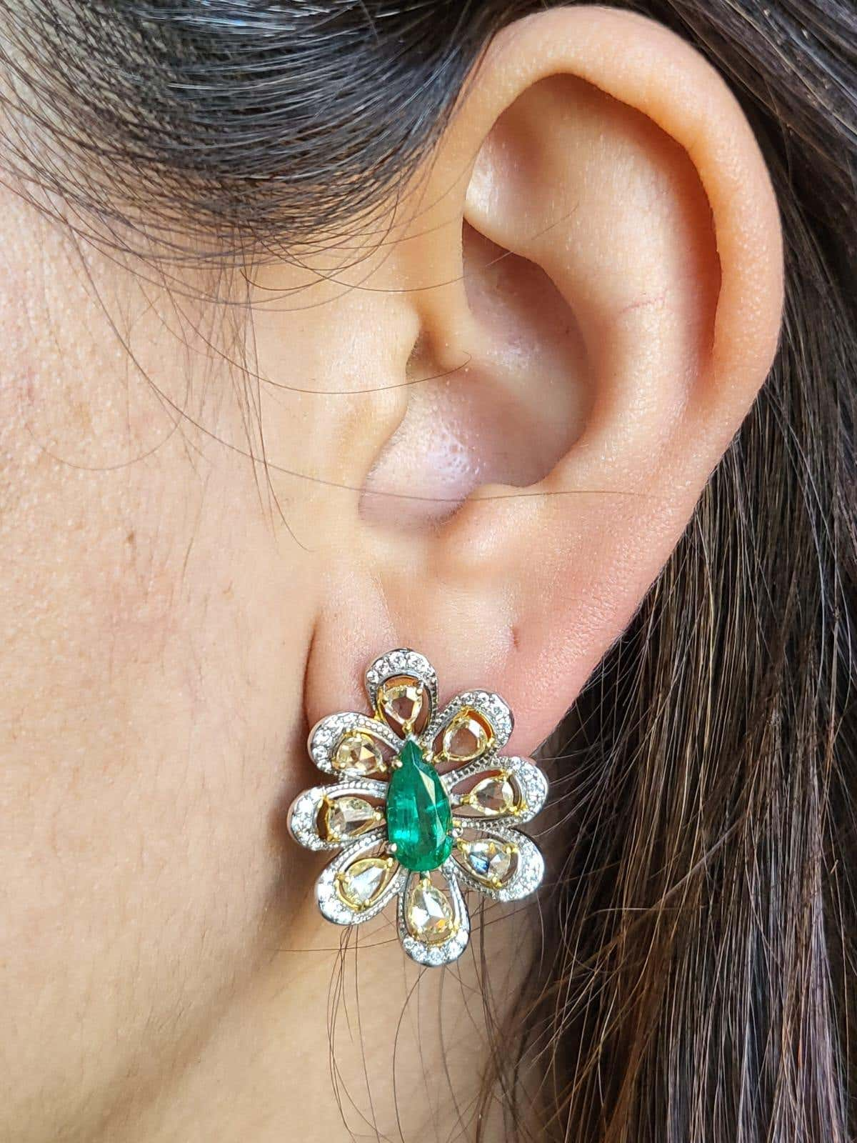 diamond earrings with emerald