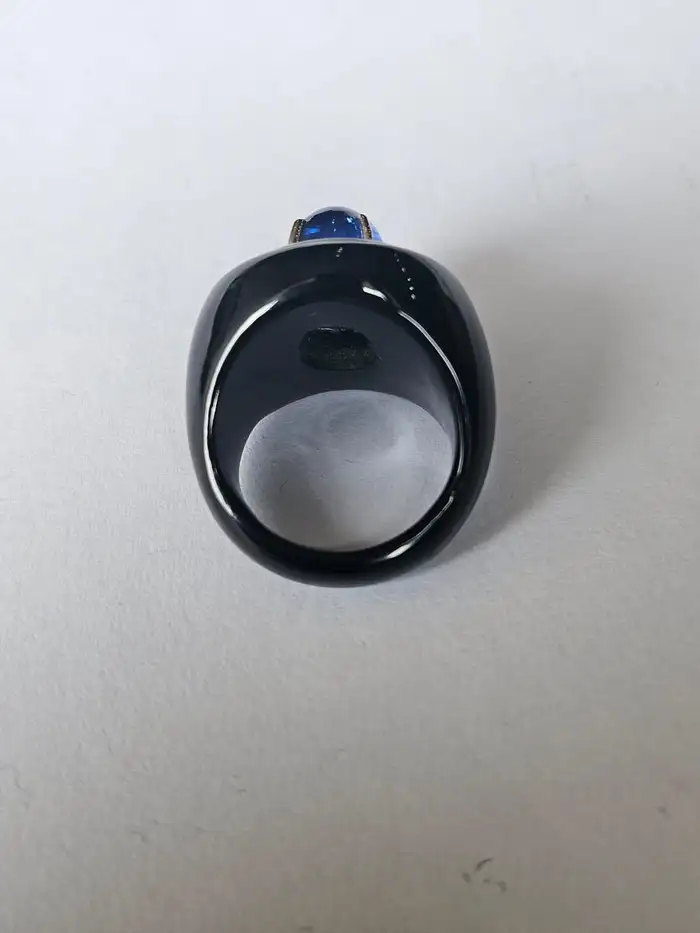 18k White Gold Ring - Natural Tanzanite & Mother Of Pearl Ring - Gold Diamond Cocktail Ring - Black Onyx Ring - Diamond Women Ring