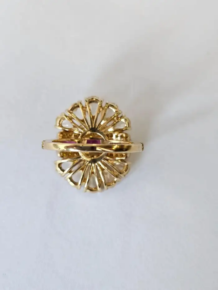 18k Yellow Gold Diamond Cocktail Ring - Natural Paraiba Tourmaline Gemstone Wedding Ring