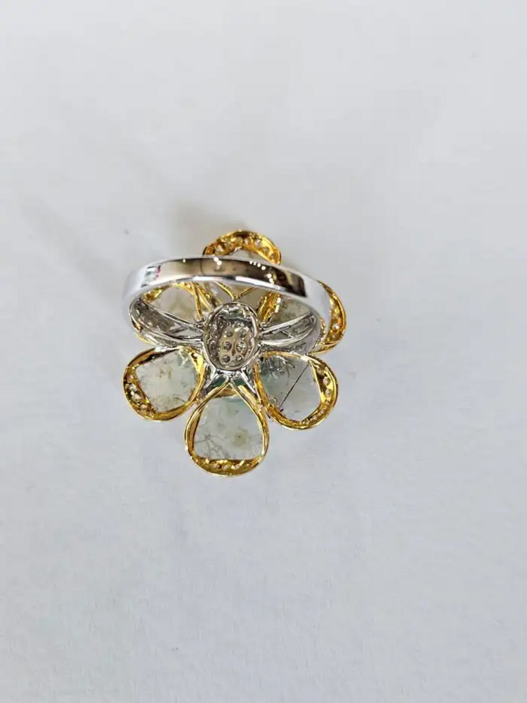 18k Yellow Gold Diamond Cocktail Ring - Natural Paraiba Tourmaline Gemstone Wedding Ring