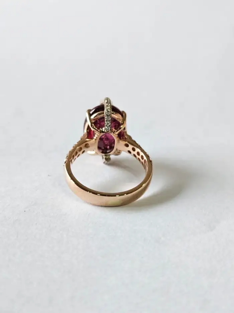 Natural Tourmaline Gemstone 18k White Gold Ring - Gold Diamond Women Wedding Ring