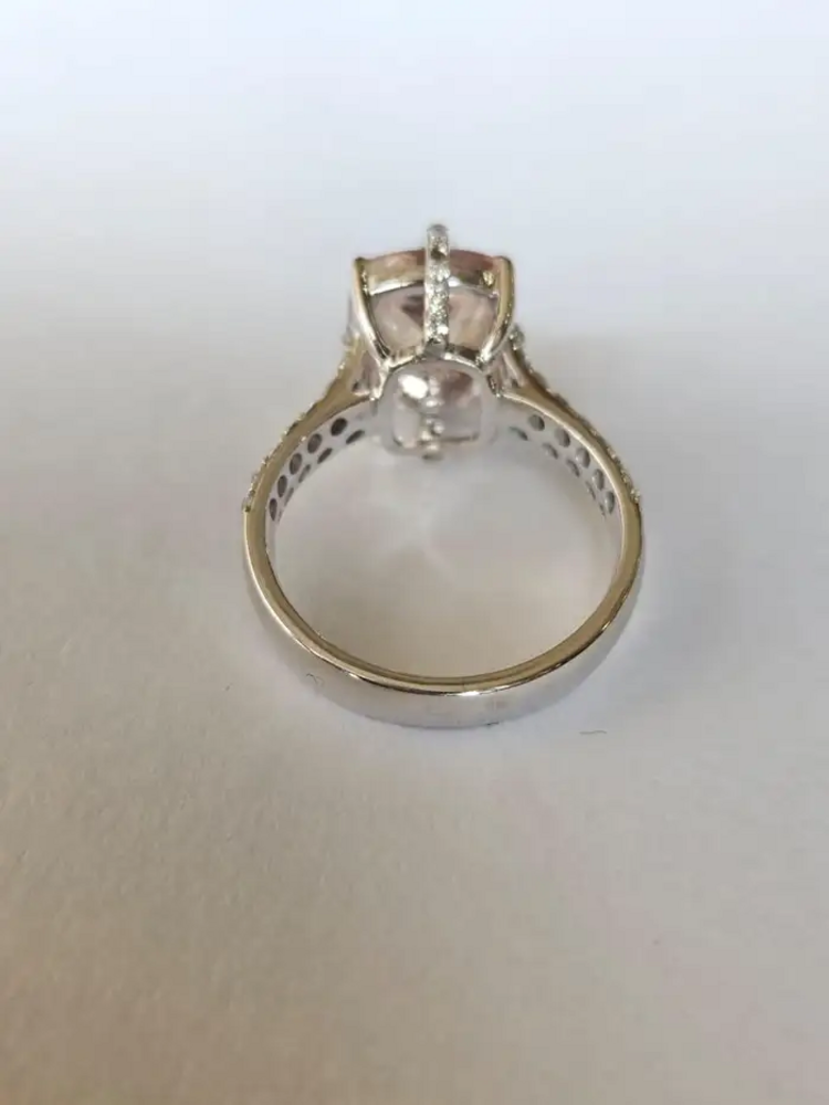 3.66 Ct. Morganite Gemstone Wedding Ring - 18k White Gold Diamond Engagement Ring