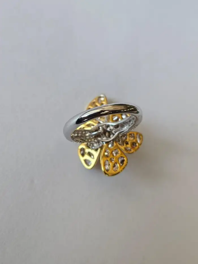 18k Yellow Gold Handmade Diamond Ring - Natural Jade Gemstone Engagement Ring