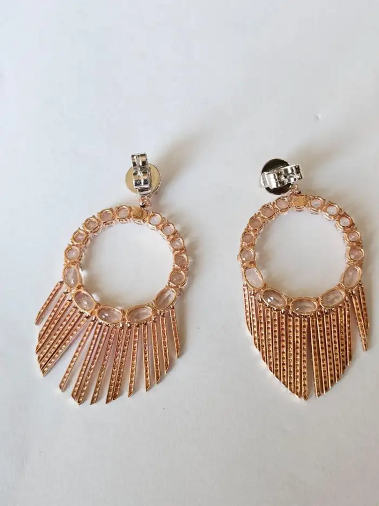 Natural Pink Sapphire & Morganite Gemstone Chandelier Earrings - 18k Rose Gold Diamond Earrings