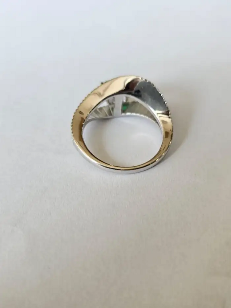 18k White Gold Diamond & Zambian Emerald Engagement Ring