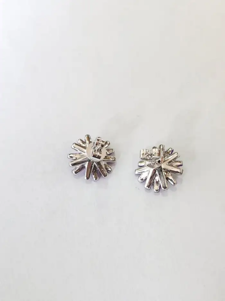 Natural Mozambique Ruby & Diamonds Stud Earrings - 18k Gold Purple Rhodium Tiny Stud Earrings