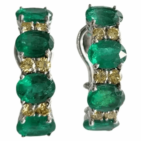 Yellow Diamonds Half Hoop Earrings