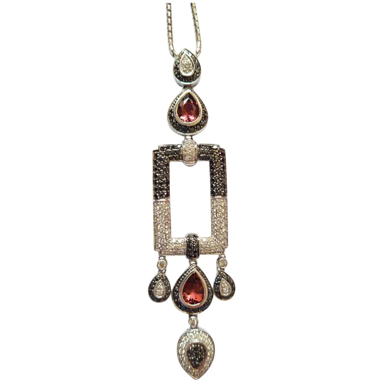 Natural Rubellite Pendant  in 18 Karat Gold with Diamonds
