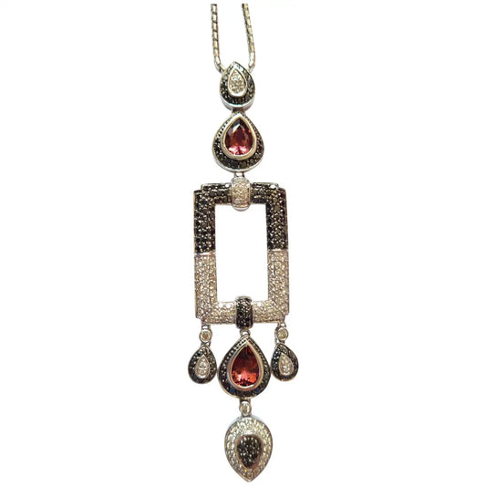 Natural Rubellite Pendant  in 18 Karat Gold with Diamonds