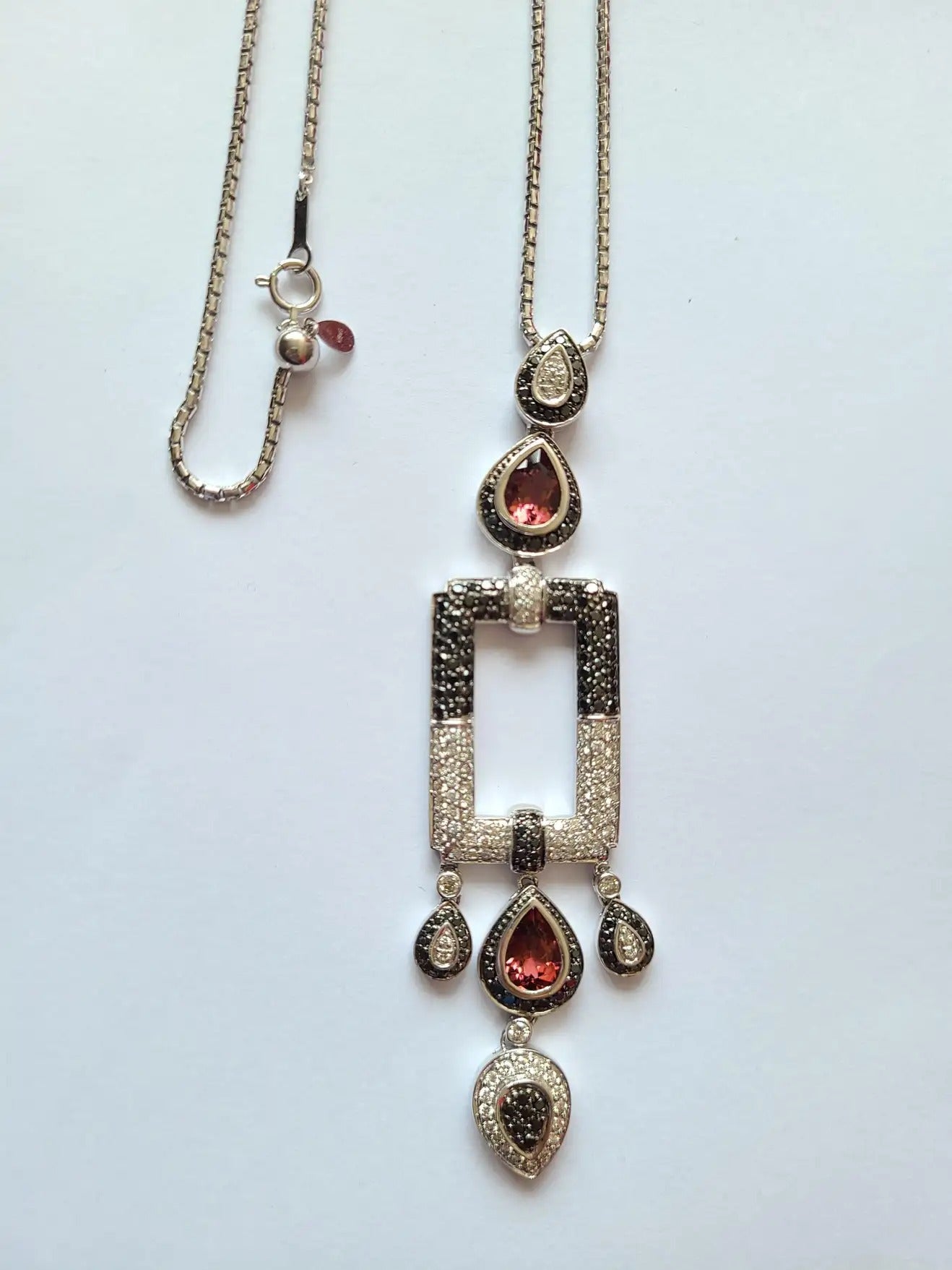 Natural Rubellite Pendant  in 18 Karat Gold with Diamonds