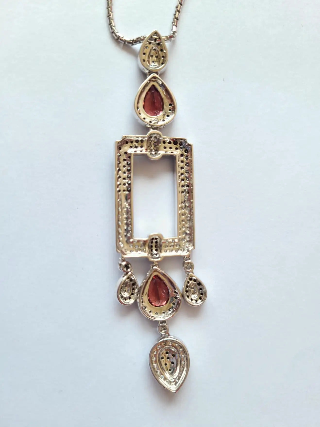 Natural Rubellite Pendant  in 18 Karat Gold with Diamonds