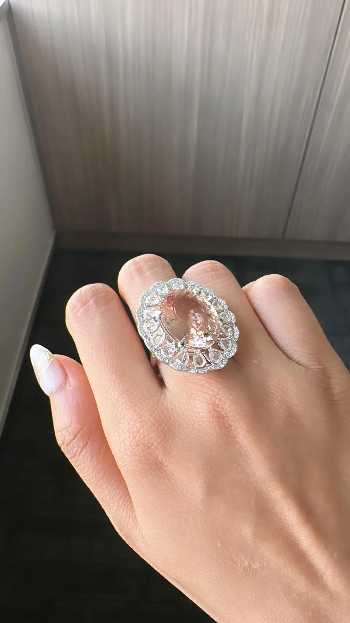 diamond ring with morganite