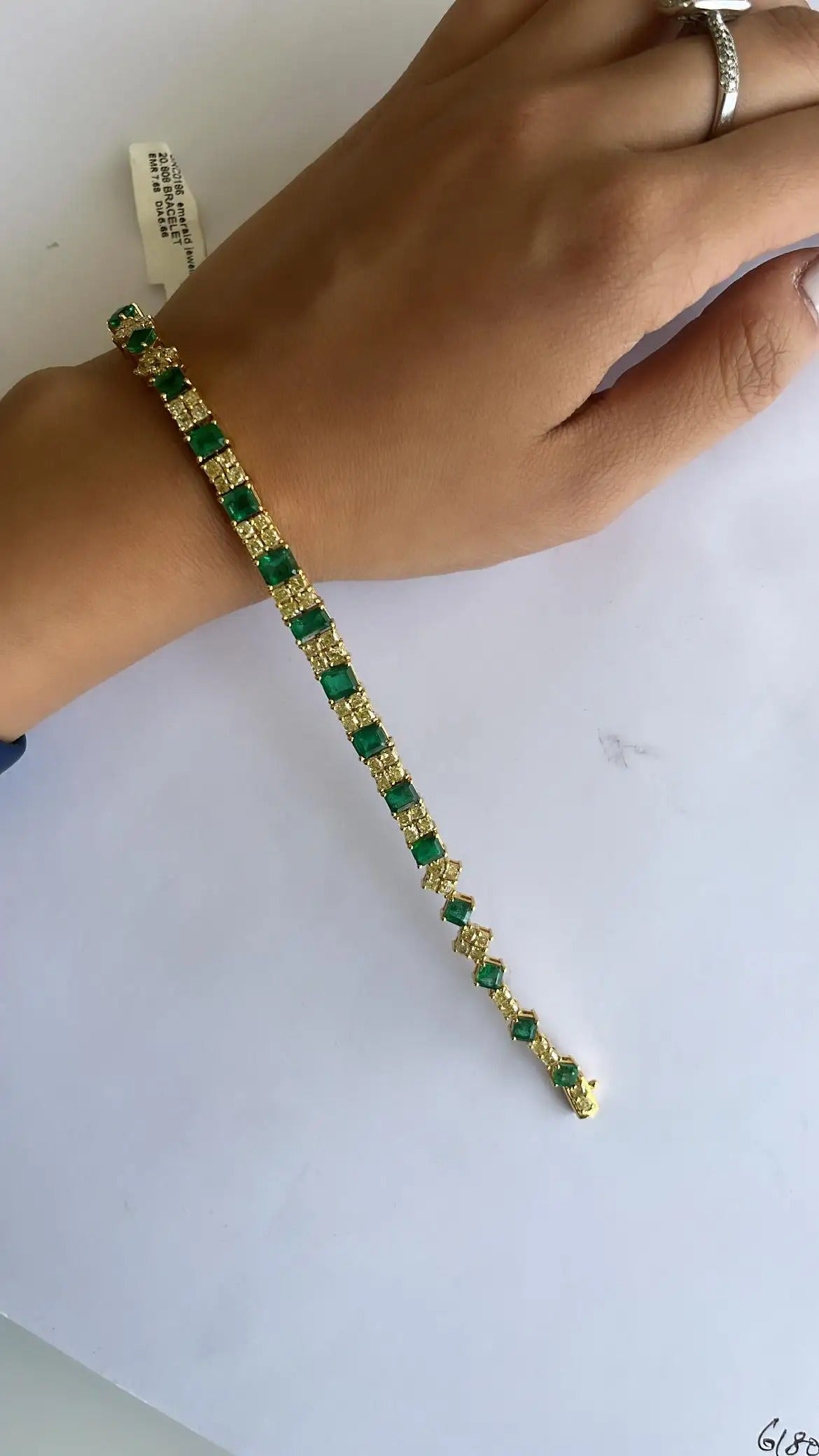 Natural Zambian Emerald in 18K Yellow Gold & Yellow Diamonds Modern Bracelet