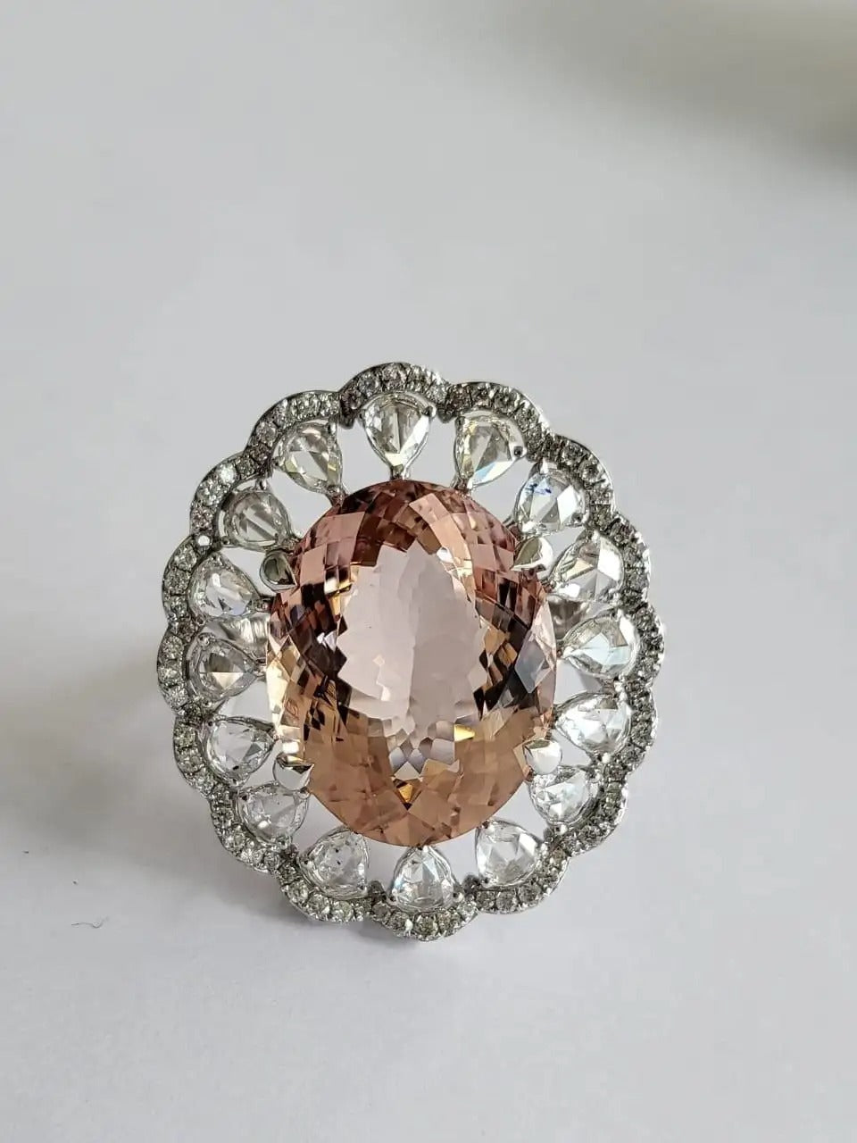 diamond morganite ring for women